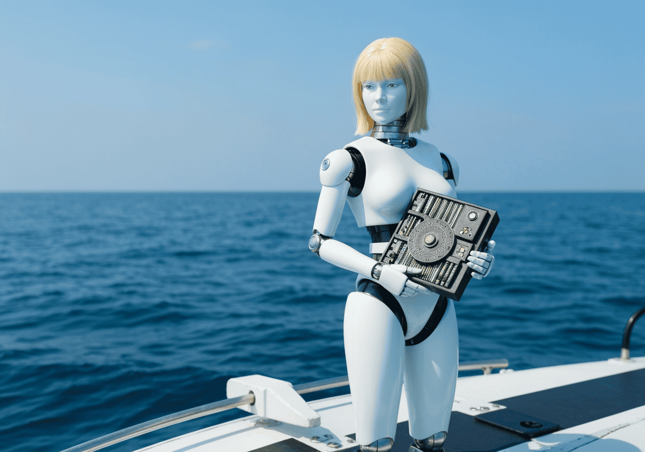 Robot IA sur un bateau