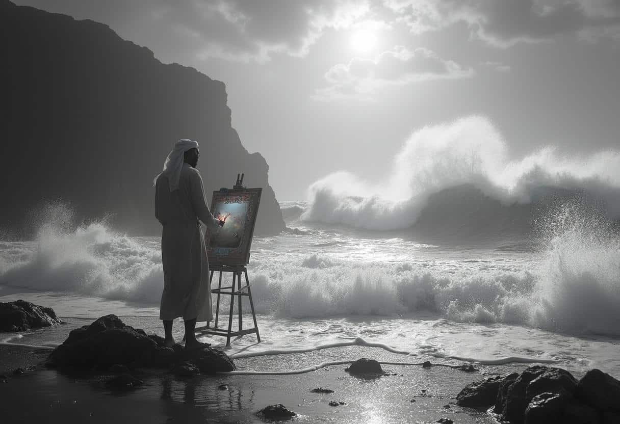 peintre IUA en bord de mer